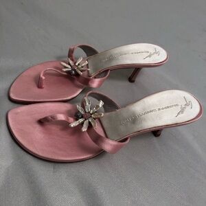 Giuseppe Zanotti light pink mother of Pearl heel sandals 10
